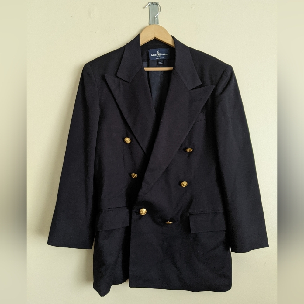 Ralph Lauren Navy Wool Blazer - Size 10 Vintage